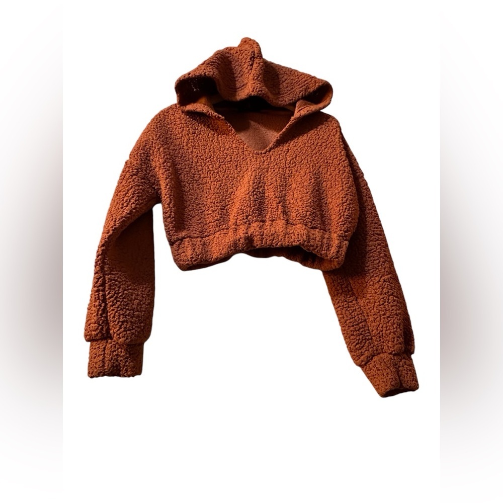 Zapul Women Rusty color CROP Hoodie sweater Size Small.